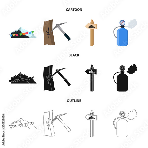 Vector design of alpinism and peak icon. Collection of alpinism and camp stock vector illustration.