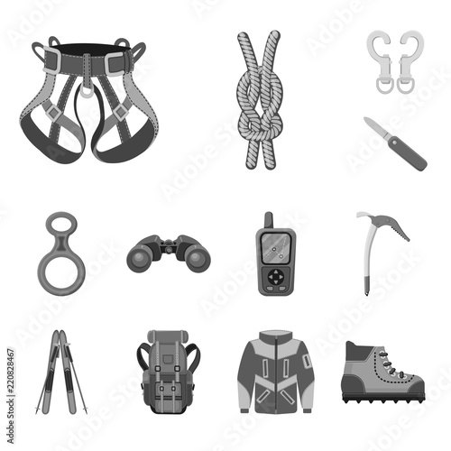 Vector design of alpinism and peak logo. Collection of alpinism and camp vector icon for stock.