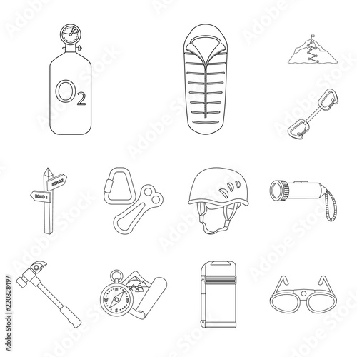 Isolated object of alpinism and peak logo. Collection of alpinism and camp stock symbol for web.