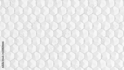 White geometric honeycomb hexagon background. 3d illustration, 3d rendering. © Pierell
