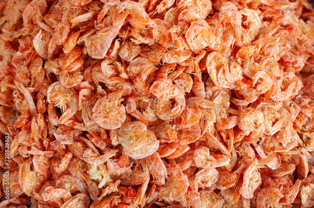 Dried shrimps, a kind of Thai food ingredient Dried shrimps, a kind of Thai food ingredient