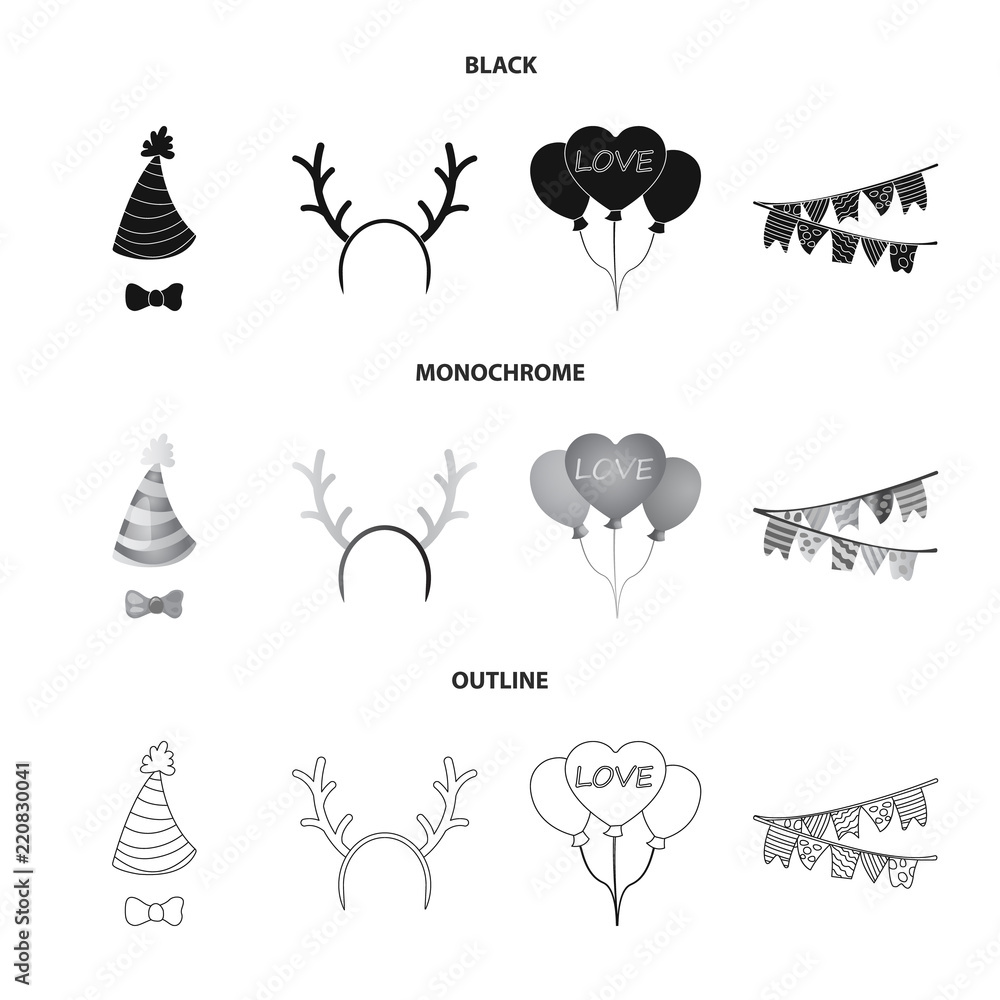 Vector illustration of party and birthday logo. Set of party and celebration stock symbol for web. Vector illustration of party and birthday logo. Set of party and celebration stock symbol for web.