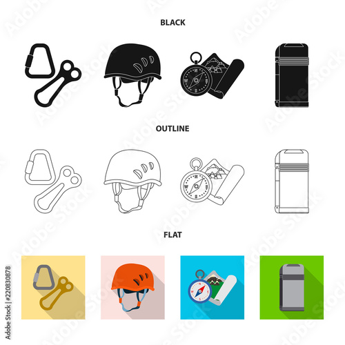 Vector design of alpinism and peak sign. Set of alpinism and camp vector icon for stock.