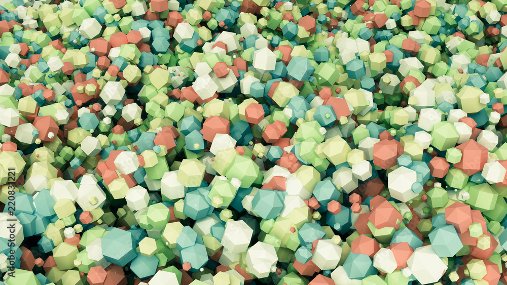 Geometric particle multicolor background. 3d illustration, 3d rendering. Geometric particle multicolor background. 3d illustration, 3d rendering.