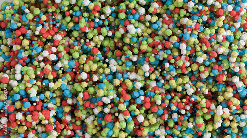 Geometric particle multicolor background. 3d illustration, 3d rendering.