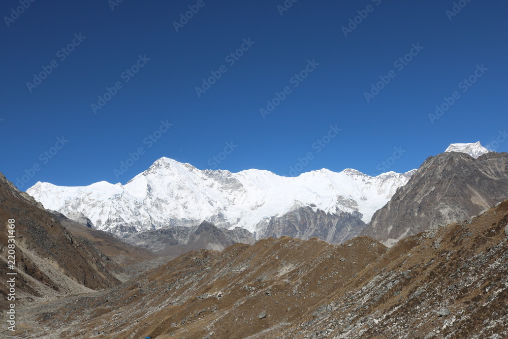 Amazing Shot of Mount Everest peaks covered with white snow attract many climbers and mountaineers