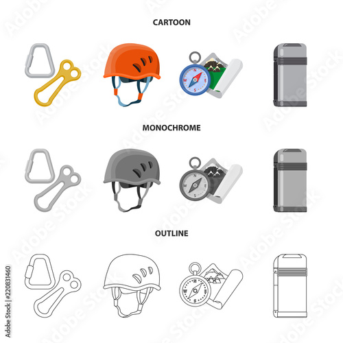 Isolated object of alpinism and peak logo. Set of alpinism and camp stock symbol for web.