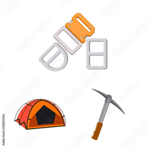 Isolated object of alpinism and peak symbol. Collection of alpinism and camp stock symbol for web.
