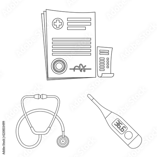 Vector design of pharmacy and hospital symbol. Set of pharmacy and business stock symbol for web.
