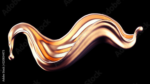 Mysterious, mystical, luxury splash of gold. 3d illustration, 3d rendering. photo