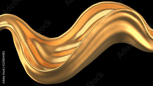 Mysterious, mystical, luxury splash of gold. 3d illustration, 3d rendering. photo