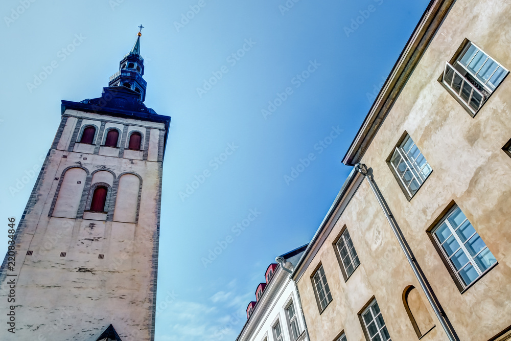 Church domes and spires in old town Tallinn