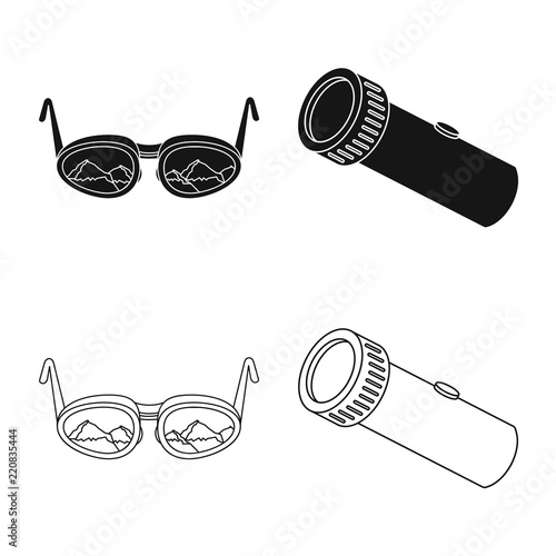 Isolated object of alpinism and peak icon. Set of alpinism and camp stock vector illustration.