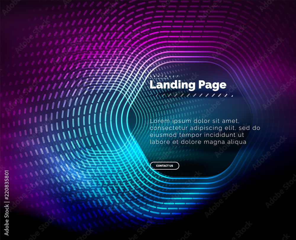 Neon glowing techno hexagon shape lines, hi-tech futuristic abstract background, landing page template Neon glowing techno hexagon shape lines, hi-tech futuristic abstract background, landing page template