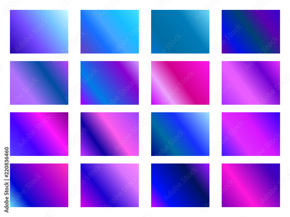 Set of gradient backgrounds. Blurred shades of purple, dark violet. Vector illustration