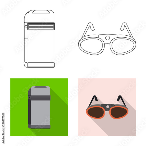 Vector design of alpinism and peak symbol. Collection of alpinism and camp stock vector illustration.