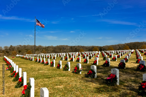 Canvas Print Christmas at a Veteran' Cemetery