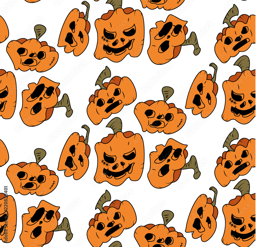 Obraz premium Pattern of pumpkins for Halloween, the day of all the saints. Seamless Pattern of Funny Pumpkins for Halloween Pendant