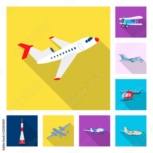 Vector design of plane and transport logo. Collection of plane and sky vector icon for stock.