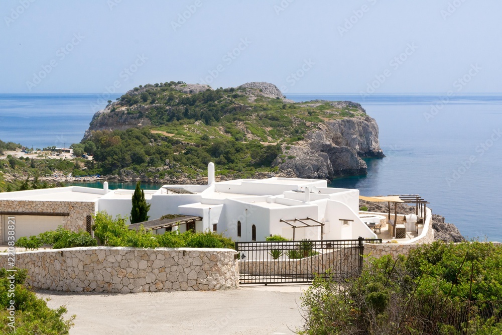 White villa on Rhodes Island, Greece