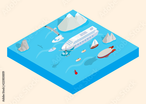 Sea cruise clip art. Isometric clip art of sea cruise concept vector icons for web isolated on white background