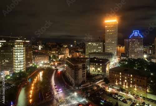 Illuminated city from high above