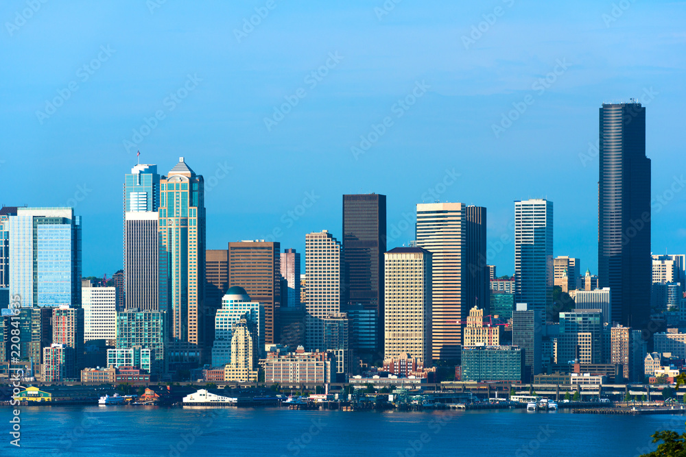 City skyline across Puget Sound, Seattle, Washington State, USA City skyline across Puget Sound, Seattle, Washington State, USA
