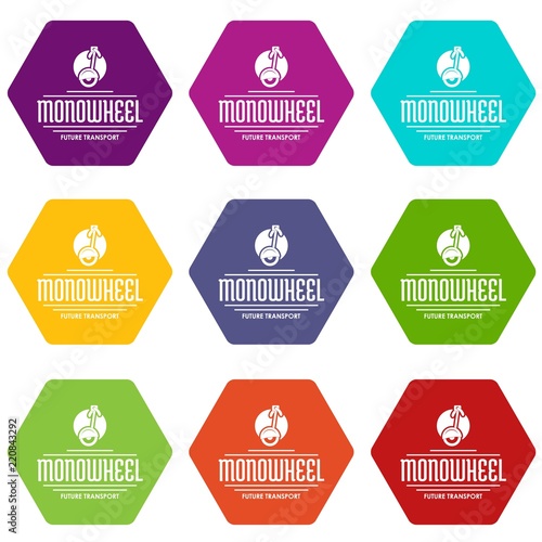 Personal mono wheel icons 9 set coloful isolated on white for web