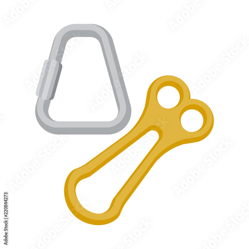 Vector illustration of alpinism and peak symbol. Set of alpinism and camp stock symbol for web.