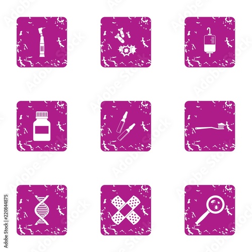 Harm icons set. Grunge set of 9 harm vector icons for web isolated on white background