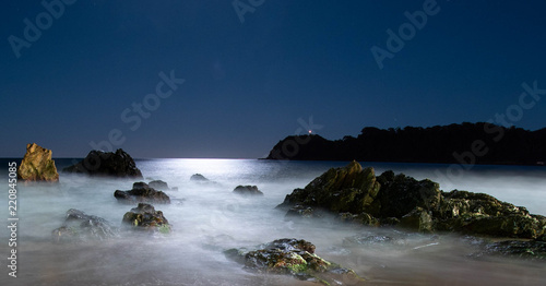 Panorama of a moonlit coastline (Itajai, Santa Catarina, Brazil)