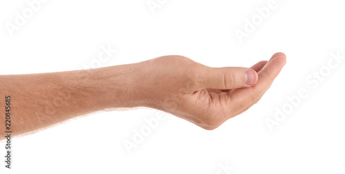 Abstract young man's hand on white background