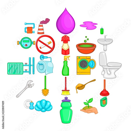 Purge icons set. Cartoon set of 25 purge vector icons for web isolated on white background