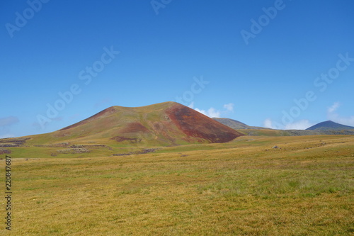 Landscape of a hiking trail leading from Geghard to Sevaberd via Azhdahak volcano in Geghama mountains, Armenia