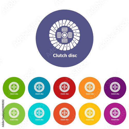 Clutch disc icons color set vector for any web design on white background