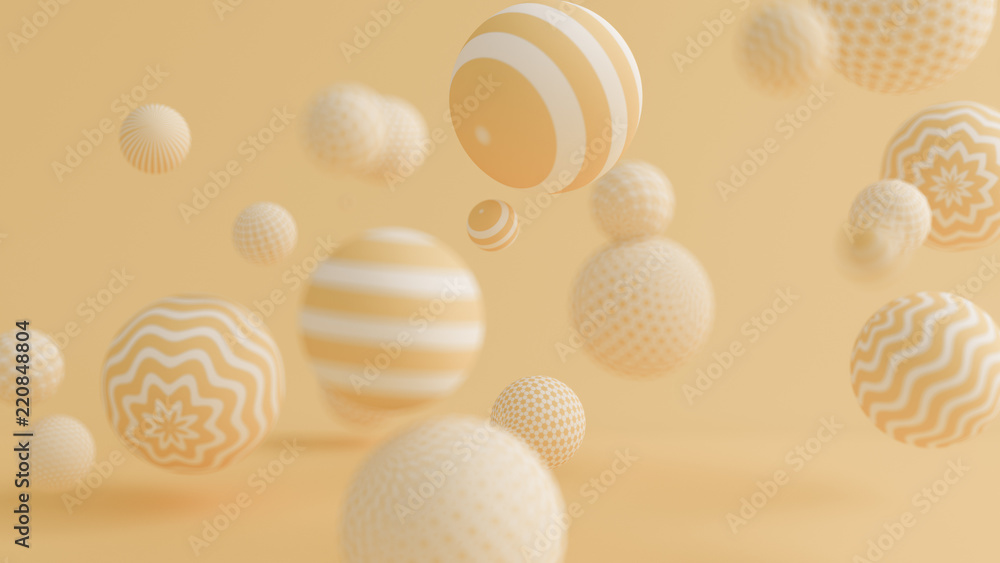 Fototapeta premium Yellow background with balls. 3d illustration, 3d rendering.
