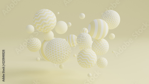 Yellow background with balls. 3d illustration  3d rendering.