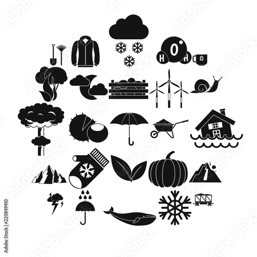 Overcast icons set. Simple set of 25 overcast vector icons for web isolated on white background