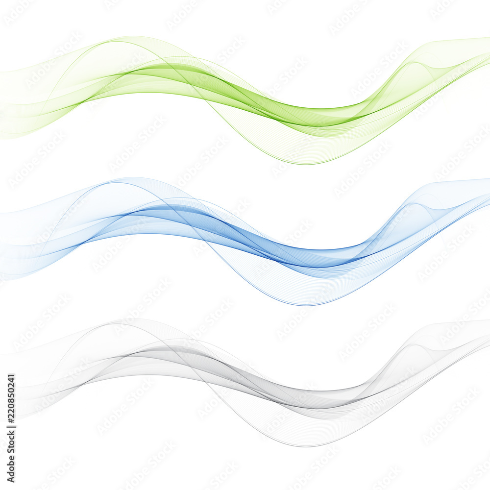 Set abstract color wave smoke transparent blue pink orange green wavy design Set abstract color wave smoke transparent blue pink orange green wavy design