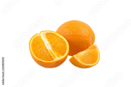 orange peel whole and chopped slices isolated on white background