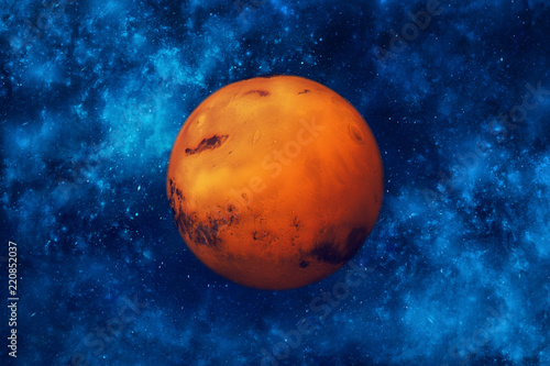 Fototapeta Naklejka Na Ścianę i Meble -  Planet Mars in space. Night sky and stars background.