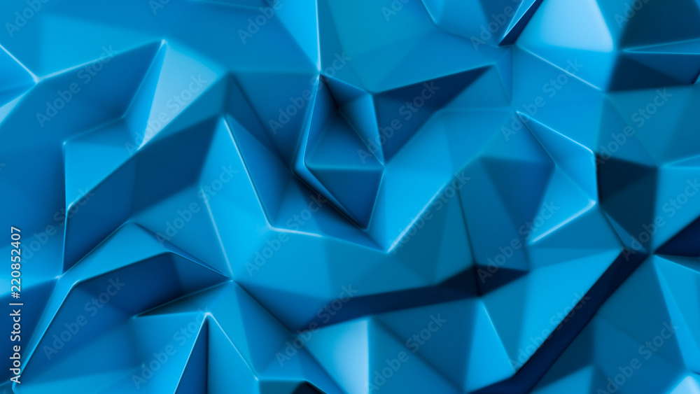 Naklejka Blue crystal background..3d illustration, 3d rendering.
