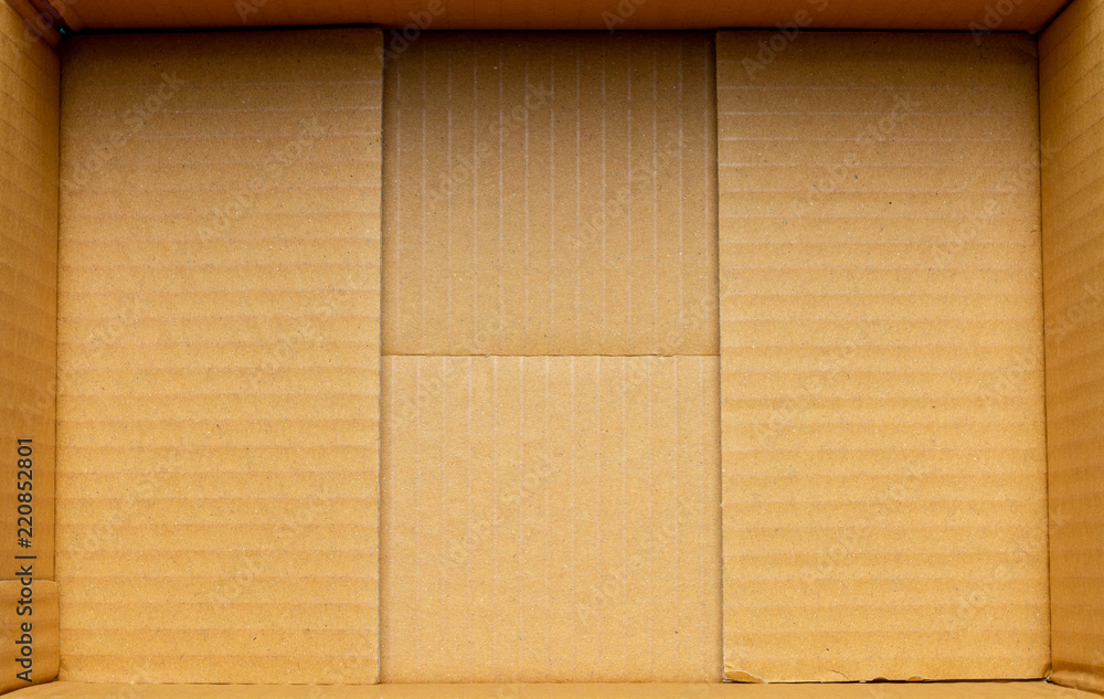 Fototapeta premium Inside a empty cardboard packaging box.