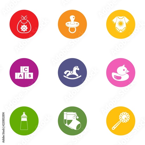 Kid education icons set. Flat set of 9 kid education vector icons for web isolated on white background