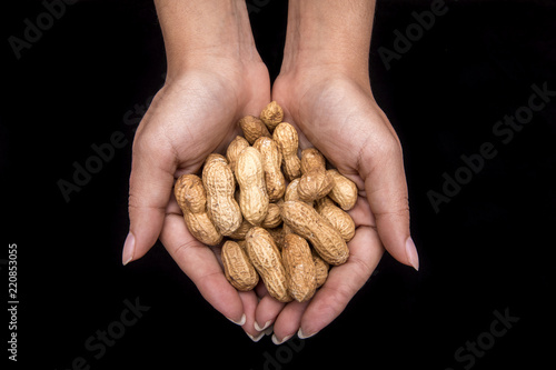 Close up texture of woman hands with different cereals
