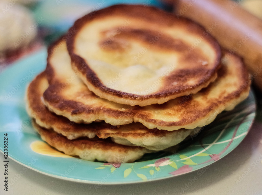 Pitta, browned fried tortillas on a plate Pitta, browned fried tortillas on a plate