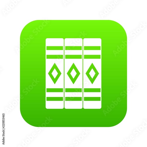 Three literary books icon digital green for any design isolated on white vector illustration