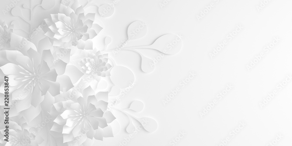 Paper flowers. 3d illustration, 3d rendering. Paper flowers. 3d illustration, 3d rendering.