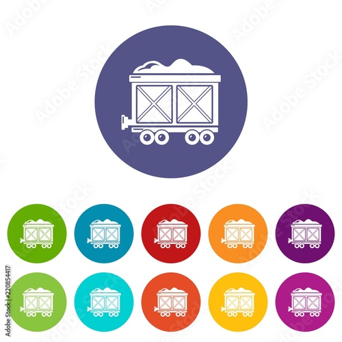Railway wagon icons color set vector for any web design on white background