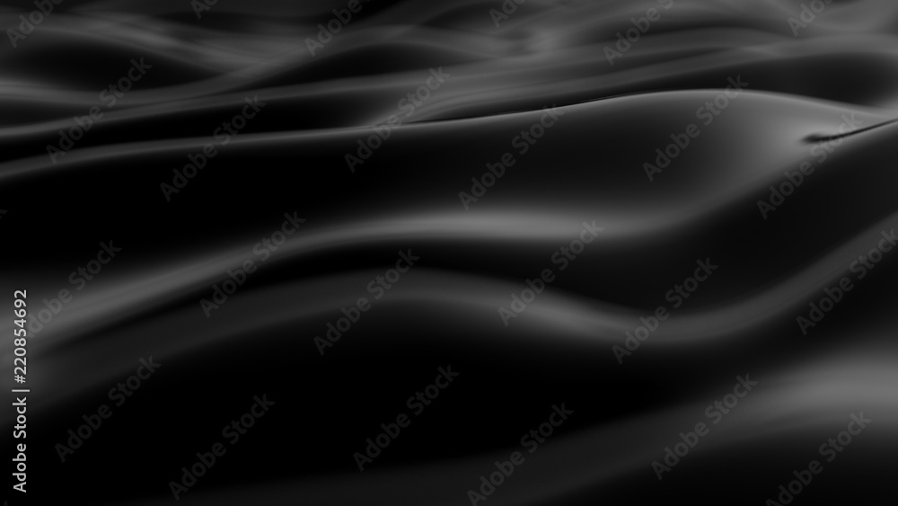 Fototapeta premium Luxury black drapery fabric background. 3d illustration, 3d rendering.